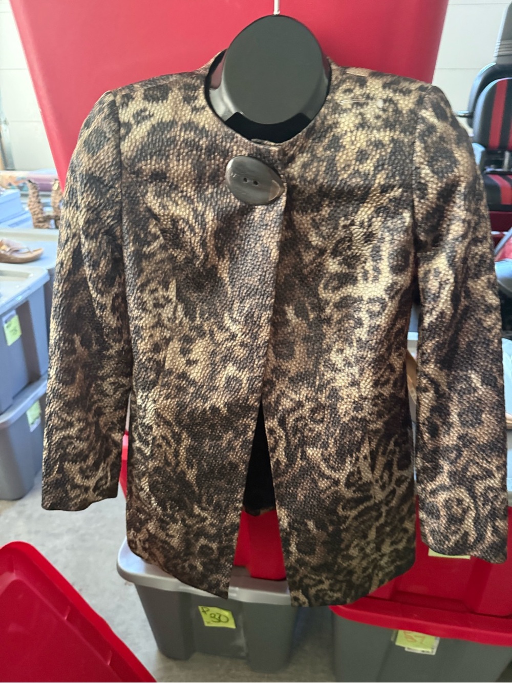 Women's Metallic Leopard-Print Jacket - Brown p28